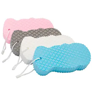 Natural Bamboo Charcoal Fiber Bath Sponge for Exfoliation, Sensitive Skin Care, Deep Cleansing & Back Scrubbing. Reusable, Antibacterial, Portable Travel Shower Tool with Gentle Lathering for Men & Women, Exfoliating Shower Scrubber