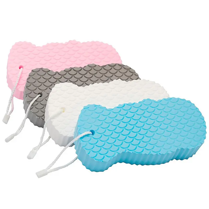 Natural Bamboo Charcoal Fiber Bath Sponge for Exfoliation, Sensitive Skin Care, Deep Cleansing & Back Scrubbing. Reusable, Antibacterial, Portable Travel Shower Tool with Gentle Lathering for Men & Women, Exfoliating Shower Scrubber