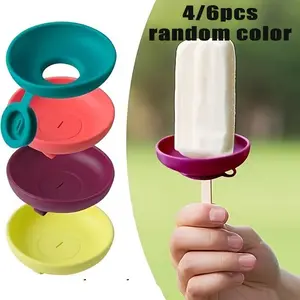 4/6pcs Leak-Resistant Ice Cream Molds - Ice Cream Tray Holder with Drip Cap, Portable Summer Dessert Stand, Dishwasher Safe, Summer Ice Cream Holder, Portable Snack Container with Handle