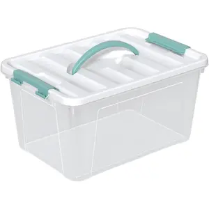 12 Quart Latching Box with Handle, Clear Bin with Lid, 1 Pack