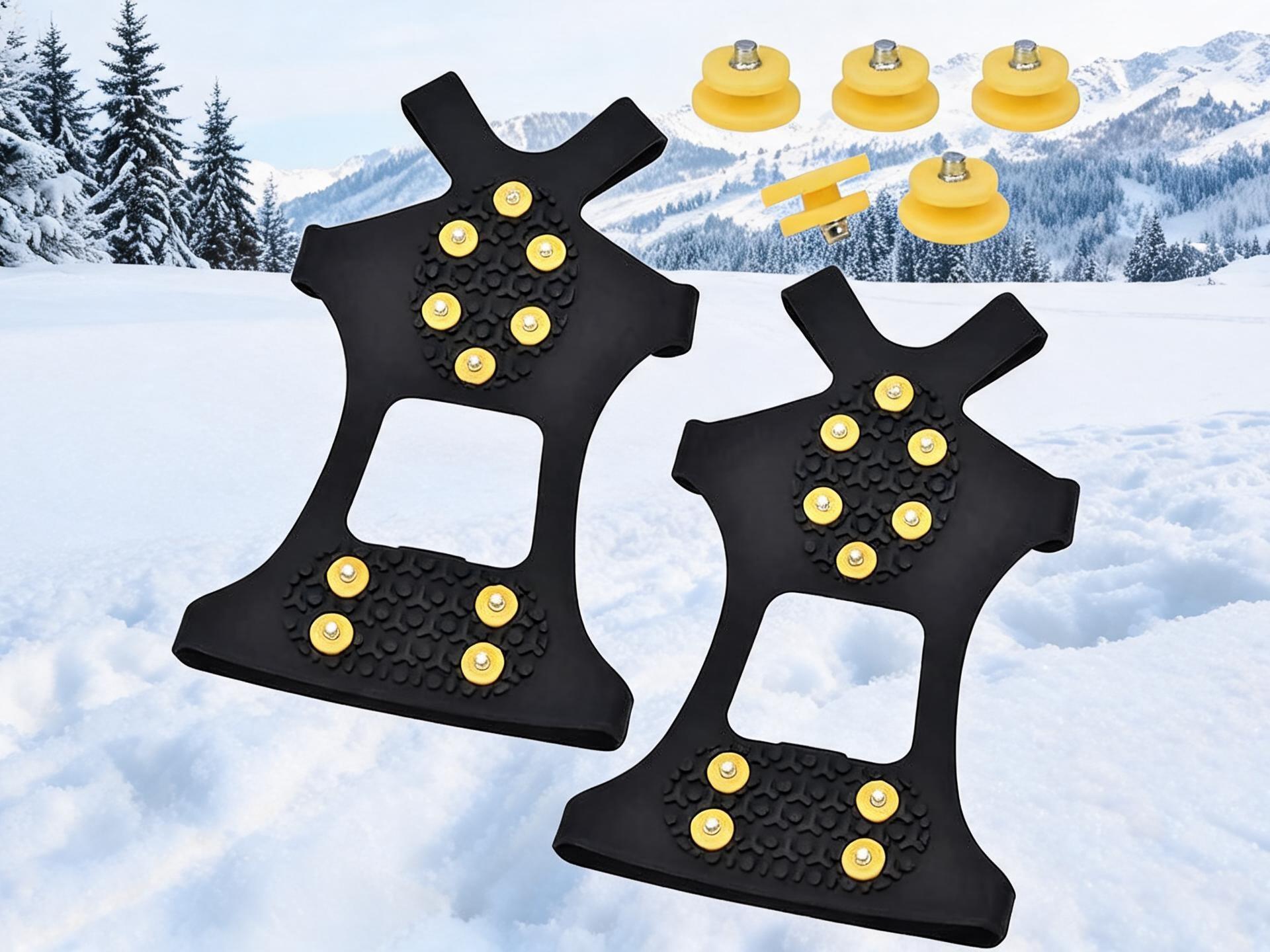 Portable Ice Cleats for Winter Sports,Ice Snow Anti-Slip Cleats, Stretch Over-Shoe Traction Spikes for Winter Shoes and Boots