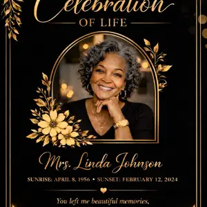 Personalized Black & Gold Memorial Canvas 16x20” | Celebration of Life Tribute