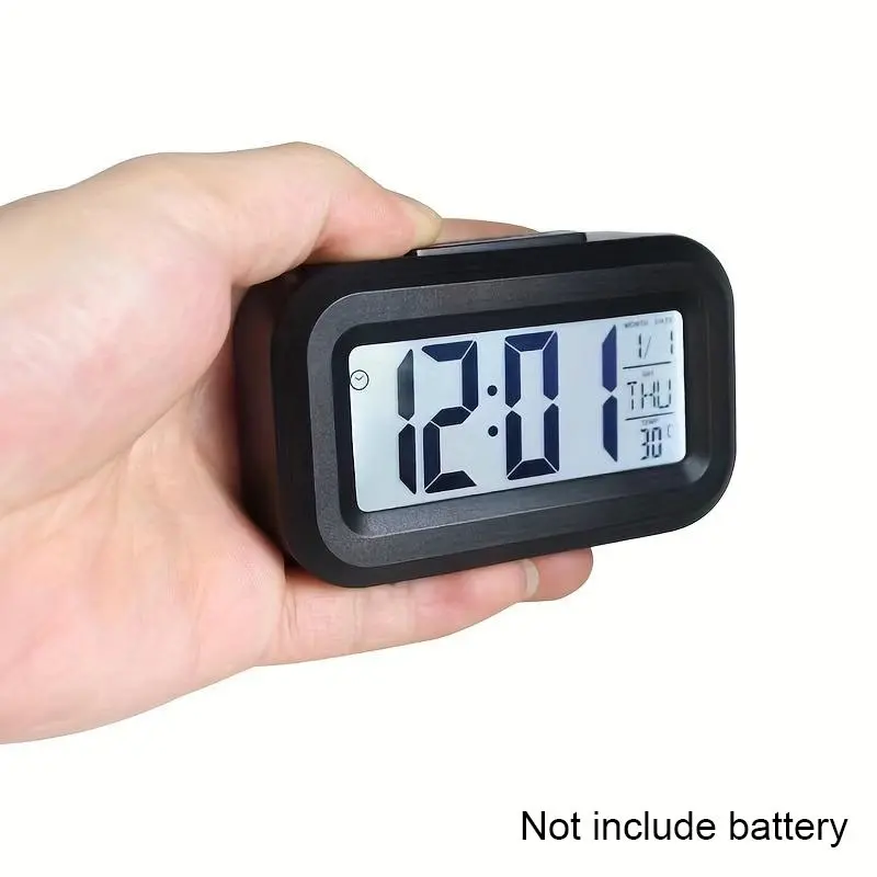 1 piece stylish office check-in alarm clock multi-function clock with luminous temperature calendar timer (without battery)