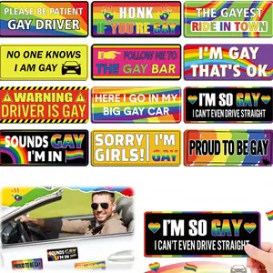 12 Pcs Gay Pride Funny Magnet Bumper Sticker LGBT Rainbow Pride Prank Magnetic Sign for Vehicle Truck Reusable Magnet Sticker for Fridge(Classic)