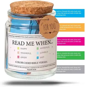 Bible Prayer Card Jar with 90 Cards, Inspirational Christian Gift, Men Gifts, Reusable Glass Jar, New International Version, Suitable for Men Women Teens