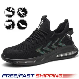 Men's Lace Up Anti-Slip Safety Shoes, Anti Smashing Steel Toe Shoes, comfortable Breathable Non-Slip Work Sneakers, Shoes Healthcare Workers Men's Anti-Smashing getas  shoes Lightweight Composite Slip-Resistant work shoe calzado masculino