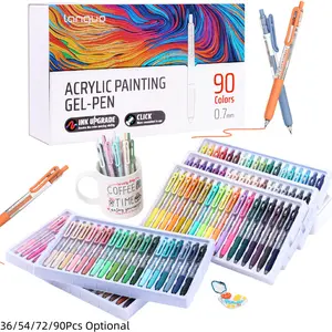 36/54/72/90 Colors Acrylic Painting Gel Pen,Retractable 0.7mm Tip,Rich Color Large Capacity Ink Pens,,For Diary,Card,DIY,Coloring, Doodling, Stackable colors, Clip Acrylic Gel Pen,Crafts Art Supplies