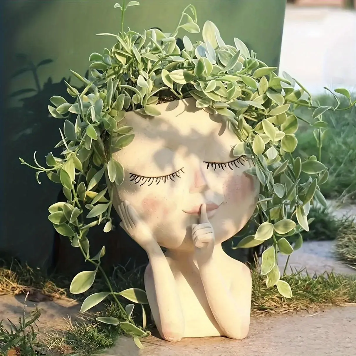 Creative Cute Girl Head Design Flower Pot, 1 Count Resin Succulent Pot, Decorative Pot, Planter Pots, Potted Plant, Garden Decoration for Home Balcony, Balcony Planters, Home Decor, Gift for Friend & Family