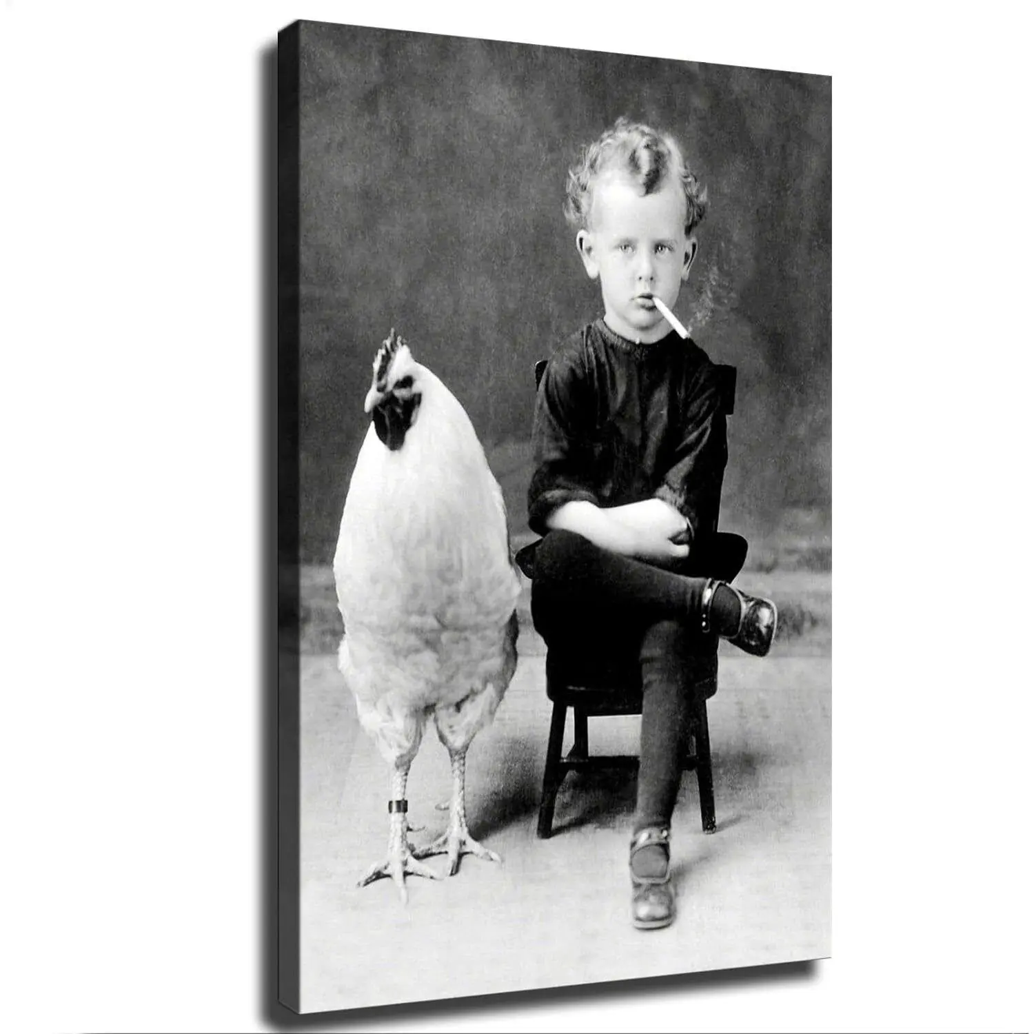 Bizarre Strange Weird Boy With Quirky Giant Chicken Poster Canvas Print Framed Decor Room Decoration Photo Ornaments Wall Artistic