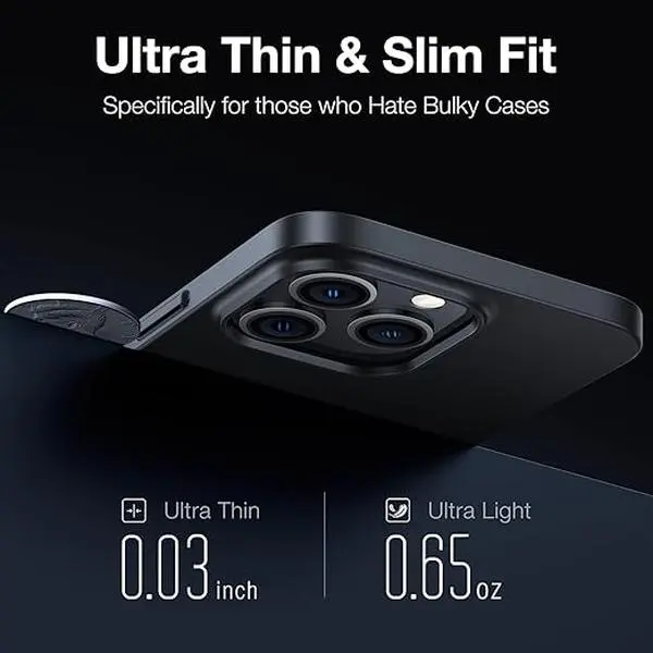 TORRAS Slim Fit Designed for iPhone 14 Pro Max Case 6.7 inch, Ultra-Thin 14 Pro Max Case 2022, Lightweight Hard PC Cover Phone Cases, Black, OriginFit