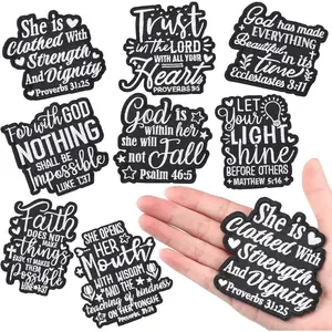 8pcs Christian Iron on Patches Bible Faith Verse Patches for Women 3 Inch Inspirational Motivational Religious Sew on Applique for Hat Backpack Jacket DIY Accessories Gift(Classic)