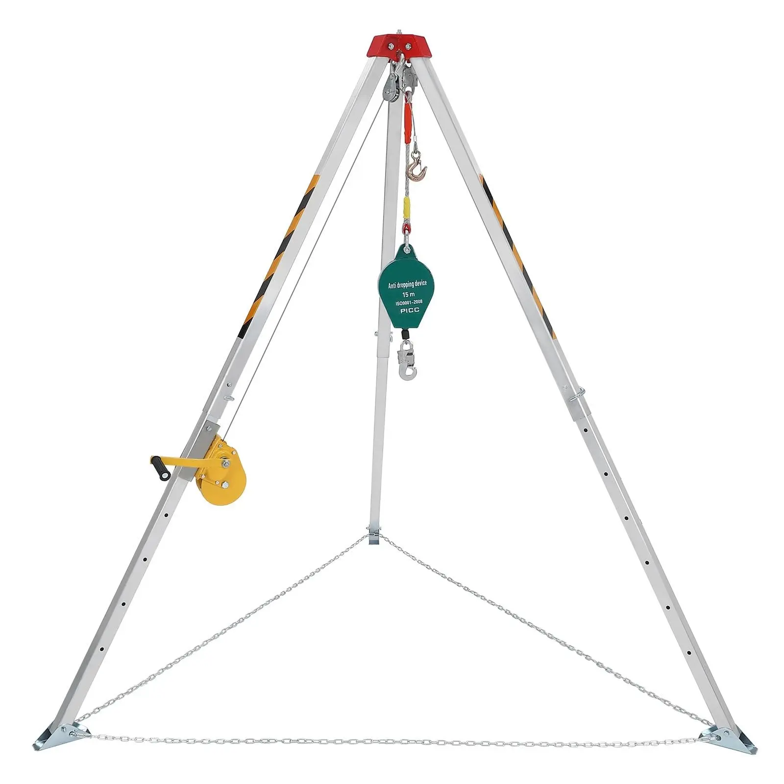 【GARVEE】Confined Space Tripod Kit with 1200 Lbs Lifting Winch, 49.2 Ft Cable Sewer Rescue Pole with Adjustable Legs  & Safety Self-Locking Device, Heavy-Duty Confined Space Rescue Tripod