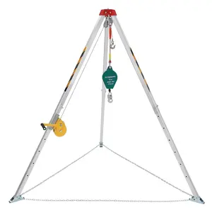 【GARVEE】Confined Space Tripod Kit with 1200 Lbs Lifting Winch, 49.2 Ft Cable Sewer Rescue Pole with Adjustable Legs  & Safety Self-Locking Device, Heavy-Duty Confined Space Rescue Tripod