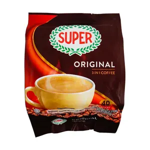 SUPER Singapore 3-in-1 Low Fat Instant Coffee Original Flavor 15g x 40 Sachets - Rich Aroma, Healthy Choice