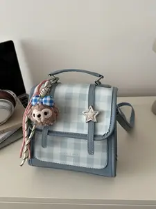 Korean Style Plaid Backpack, Lightweight Casual Book Bag, Commuter Travel Shoulder Bag, All Seasons Fashion Accessory