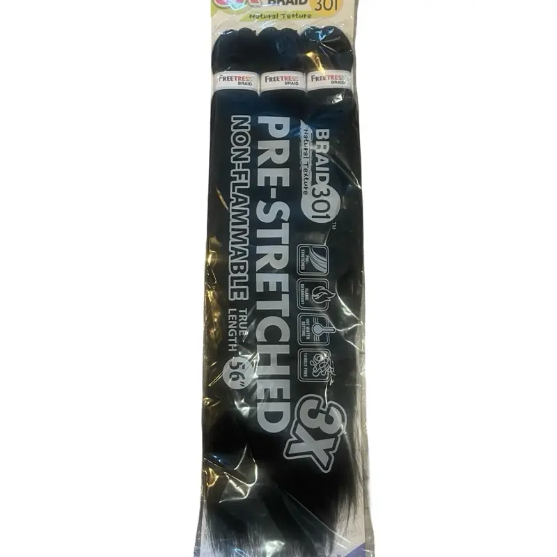 FreeTress Natural Texture Braids 3X Pre-Stretched Braid 301 56” Non-Flammable Triple Length