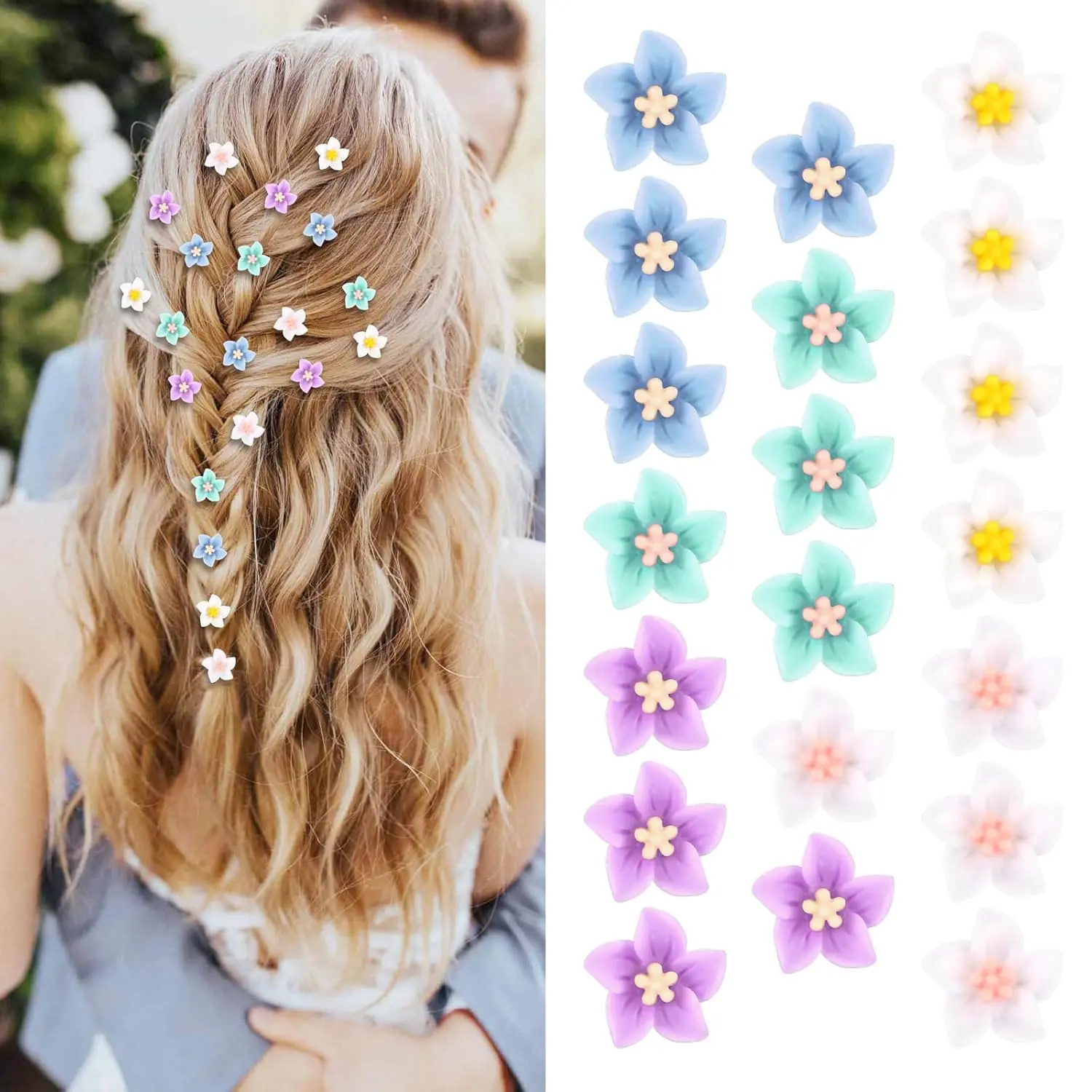 20Pcs Flower Clips Purple Hair Accessories for Girls Rapunzel Hair Flowers floral hair pins Small Flower Hair Clips Braided Hair Clips
