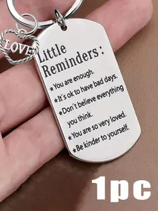 Stainless Steel Keychain with Heart Letter Pendant, Elegant Rectangle Charm, Ideal Gift for All Ages, Perfect for Backpacks, Wallets, Pencil Cases, Versatile Use