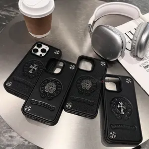 Chrome Heart Cool Black Retro Phone Case Soft Edge Camera Protection for iPhone 13–17 Pro Max