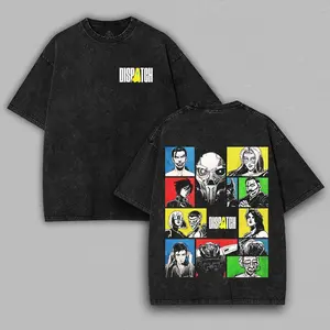 Dispatch Super Hero Double Printed Oversize Lightweight Acid Washed Tee Game Graphic T-Shirt for Men Casual Cotton Fabric Vintage Gaming cute christmas gift Retro Black Tee Oversized Heavyweight Cotton T-Shirts