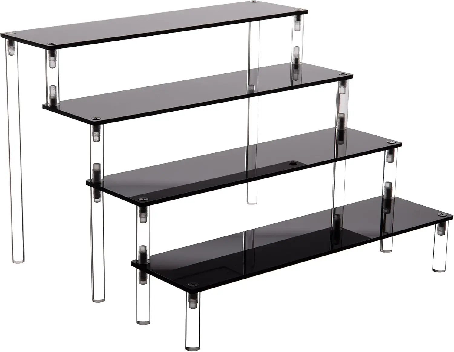 Acrylic Display Stands, Four-Tier Black Cupcake, Perfume, Figurine Display Stand Riser Shelf for Decoration and Organization