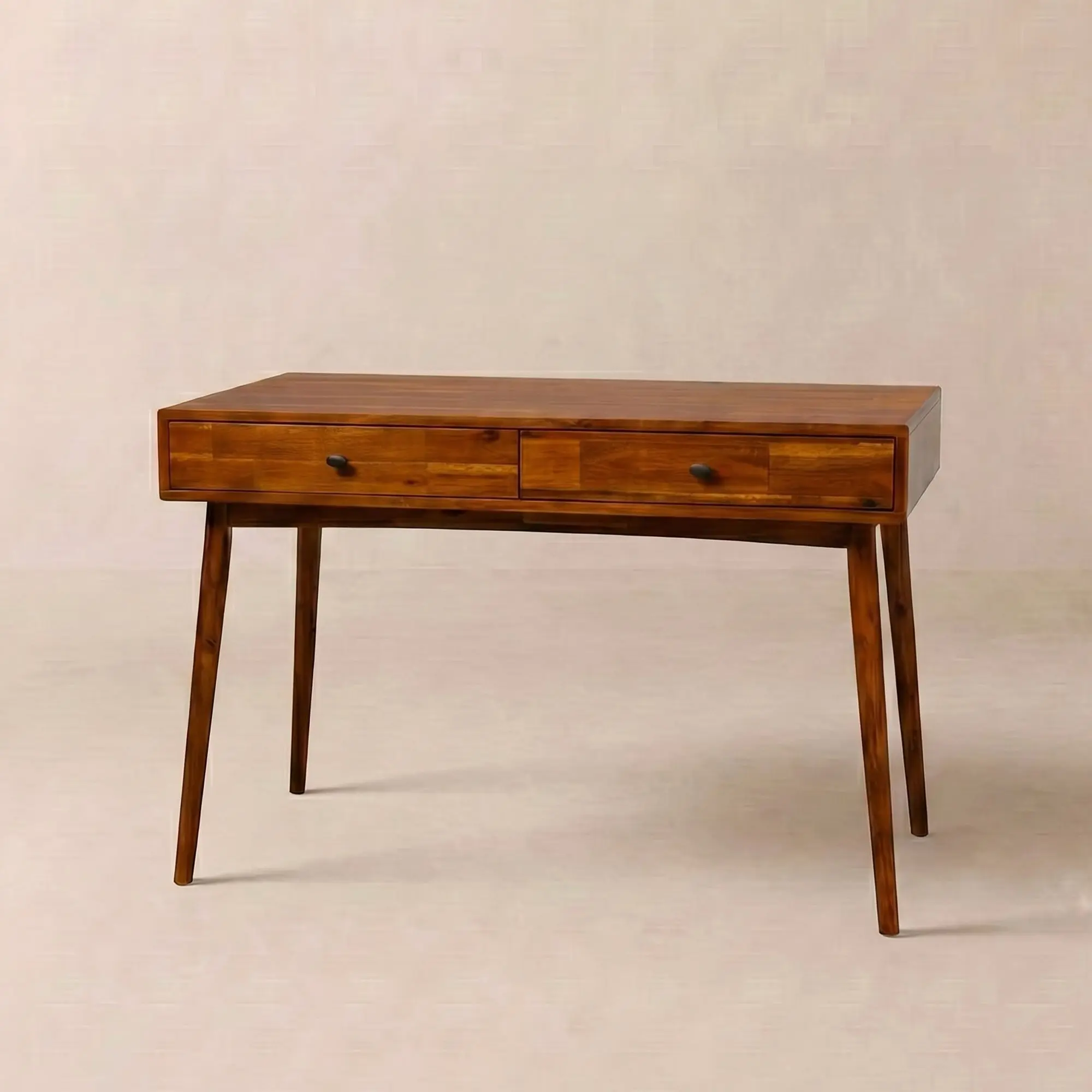 Acacia Lagom 48-in FSC Certified Solid Acacia Scandinavian Style Work Desk with Drawers, Clean Lines, Durable Expert Craftsmanship, Ample Workspace, Easy Setup Assembly Required for Home Office Use