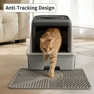 Large Covered Cat Litter Box - Dual-Action Odor Control, Leak-Preventing Design, Included Filter Pad, Easy Cleaning, Tracking Reduction - 50*35*35cm (Pet Supplies)