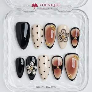 Younique Nails | 10PCS 100% Handmade Press-On Nails | Reusable Colorful Art acrylic stylish 3D Luxury Handcrafted Glossy