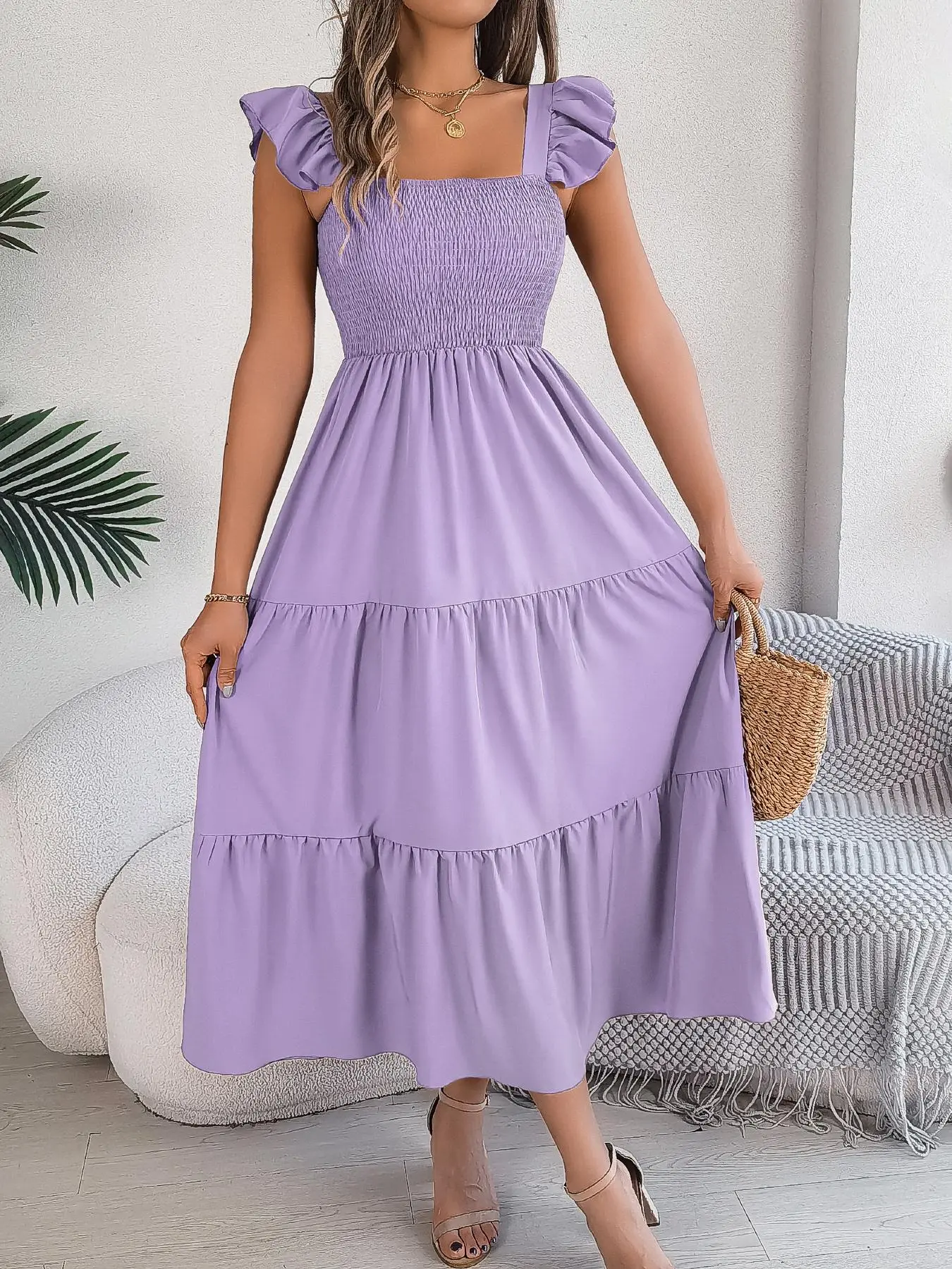 shirred ruffle hem fitted dress Daisy Street - Long Sleeve Drop Waist Mini Dress - Women - Cotton/Polyester - 10 US