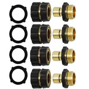 3/4 Inch Garden Hose Fitting Quick Connector Male and Female Set, 4 Set, Garden Hose Adapter, Quick Connect Hose Fittings, Garden Hose Connector, Hose Attachment