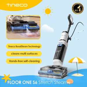 Tineco FLOOR ONE S6 Stretch Steam Corded Wet Dry Vacuum Steam Mop All-in-One, Tineco BoostSteam, 320℉ High-temp Steam Cleaning, 180° Lay-Flat, Anti-Tangle Design, FlashDry Self-cleaning, Floor Steamer Cleaner, Handheld Steam Cleaning, Multi Surface Steame