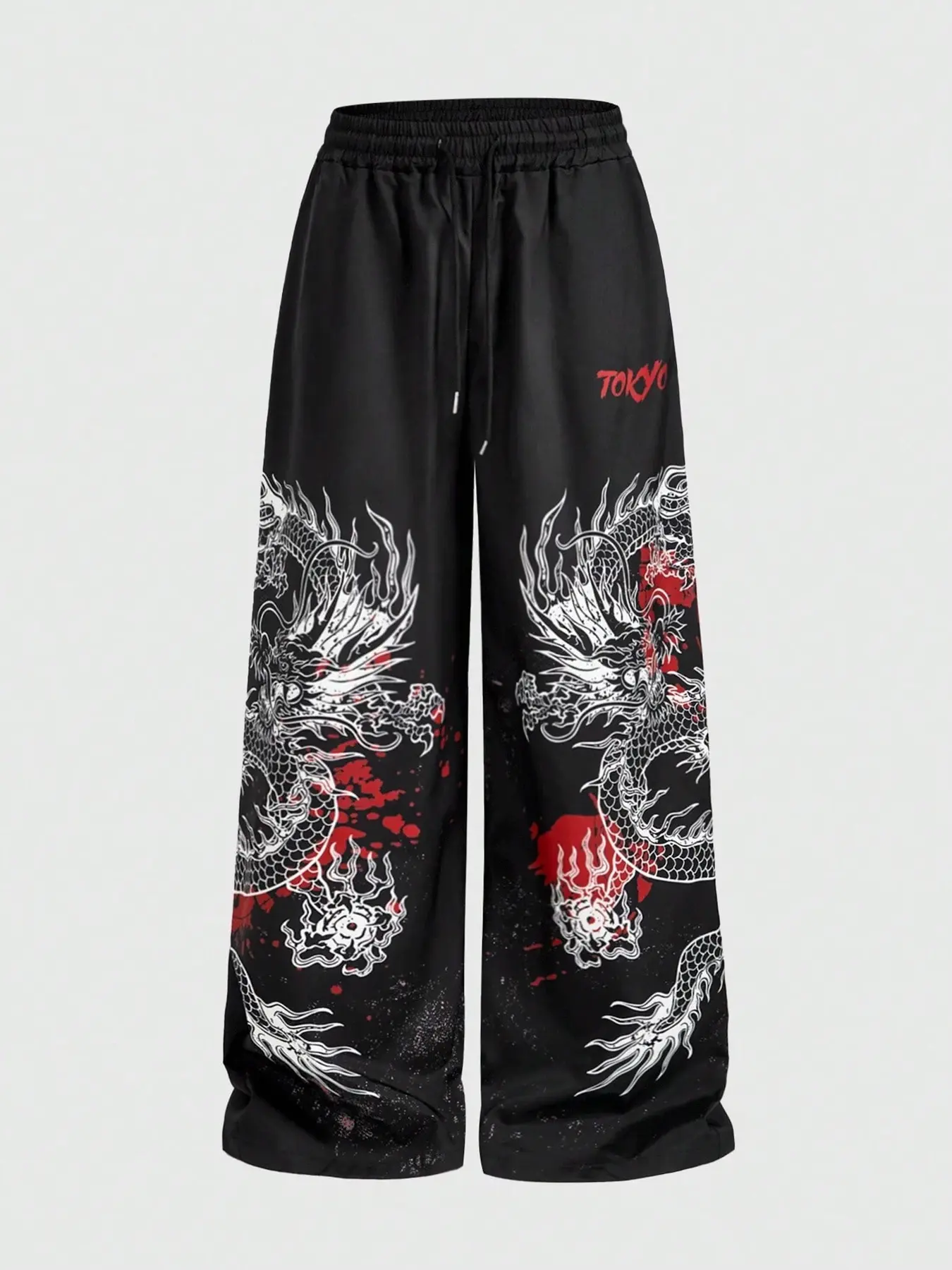 Men's Loose-Fitting Sweatpants, Elastic Waistband, Side Pockets, Tokyo Art Pattern, Casual Streetwear, Unisex Couple Gift, Fashion Casual Street Comfy Bottoms