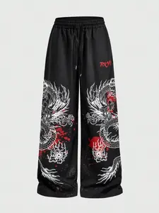 Men's Loose-Fitting Sweatpants, Elastic Waistband, Side Pockets, Tokyo Art Pattern, Casual Streetwear, Unisex Couple Gift, Casual Fashion Bottoms