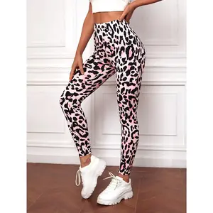Women's Fashionable Sporty Fitness, Commuting, Daily Wear, And Home Lounging. Trendy Leopard Print And Floral Patterns, High-waisted, Elastic, Butt-lifting, Waist-slimming, Comfortable, Suitable For Cycling, Exercising, And Yoga
