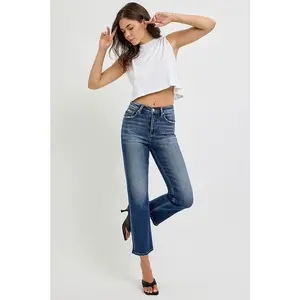 Risen Tummy Control High Rise Crop Straight Jeans