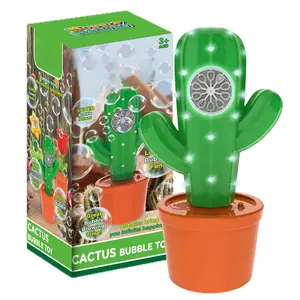Cactus Bubbles Machine, Automatic Bubbles Blower with Music & Light, Rechargeable Outdoor Bubbles Maker Toy, Birthday Gifts for Toddlers, Party Favors Toys
