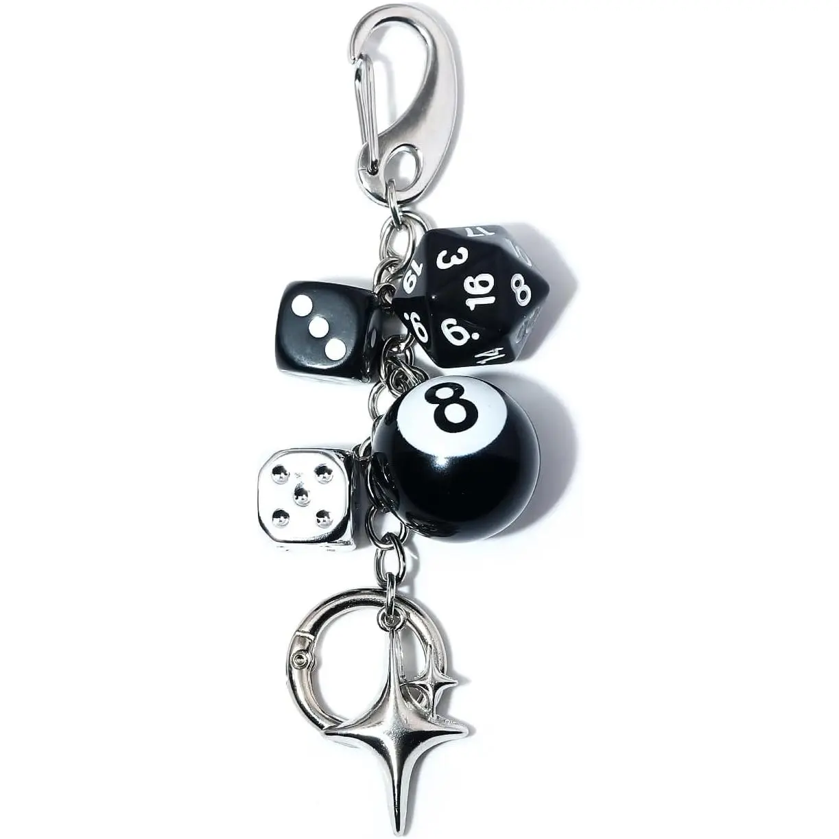 8 Ball Dice Charm Keychain - Cute Y2K Aesthetic Fashion Accessory for Women - Bag, Purse, Handbag Decoration