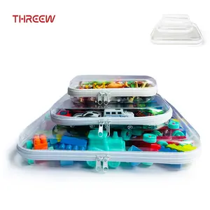 Clear Storage Box Set, 1 Set Large Capacity Zipper Organizer Storage Box, Portable Storage Organizer for Skin Care, Clothes, Books, Travel Toiletry Bag