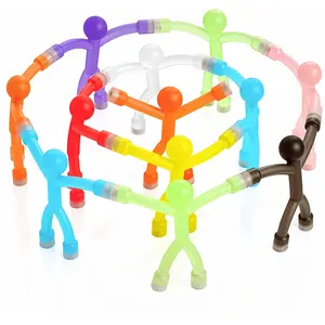 10 Pack Magnetic Figures for Kids  Bendy Silicone Fidget People with Magnets in Hands & Feet One-Piece Molded Design Travel Toys for Car Airplane Restaurant Easter Basket Gifts for Boys Girls Ages 3+ LY402