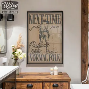 Funny Cowboy Bathroom Poster, Vintage Western Humor Wall Art For Restroom, Man Cave & Farmhouse Decor, Perfect Rustic Gift For Father’s Day Or Housewarming