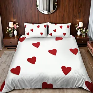 Heart Pattern Bedding Set, 1 Set Including Duvet Cover & Pillowcase, Soft Comfortable Bedding Set for Home Bedroom