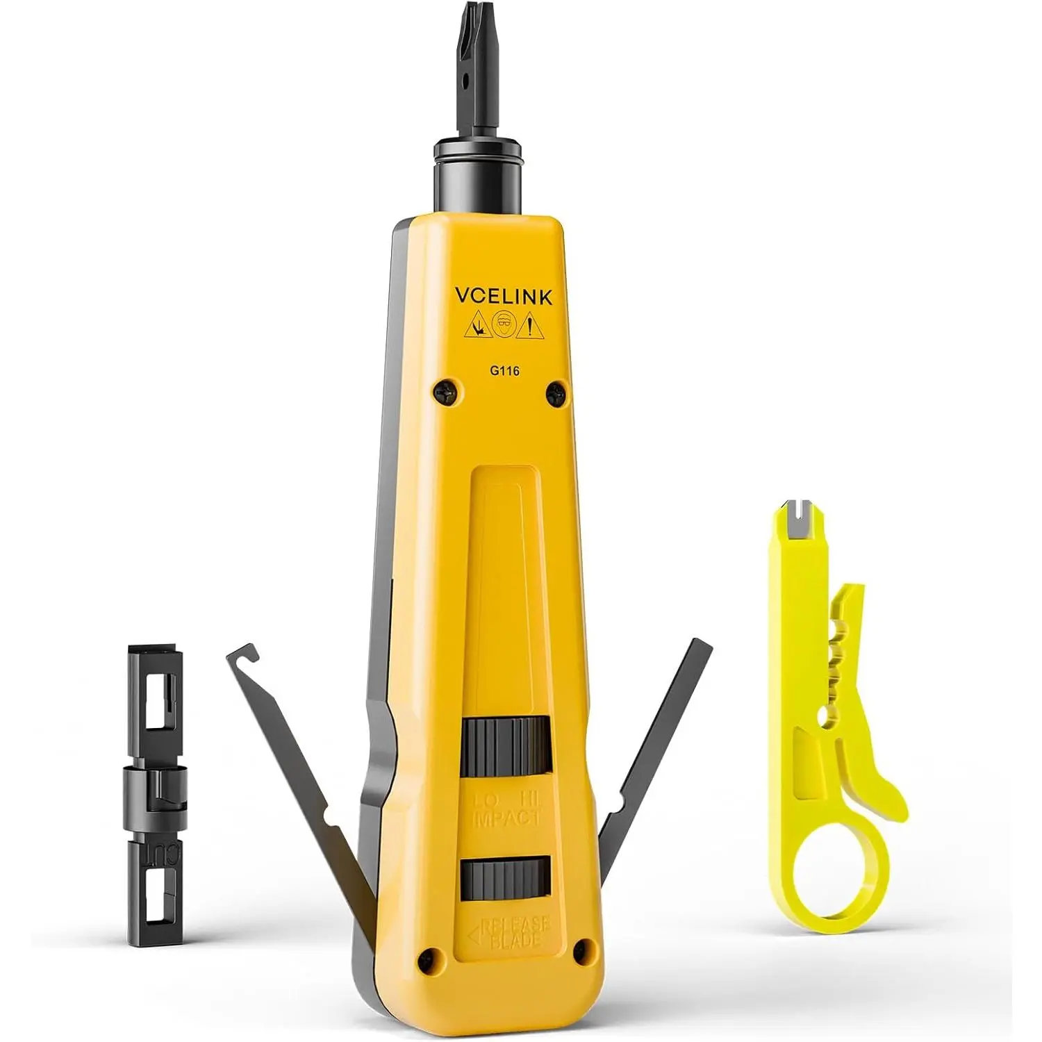 Punch Down Impact Tool with 110 and 66 Blades, Network Wire Punch Down Impact Tool Kit, Keystone Impact Terminal Insertion Tools, Network Cable CAT6/CAT5/CAT3 Stripper