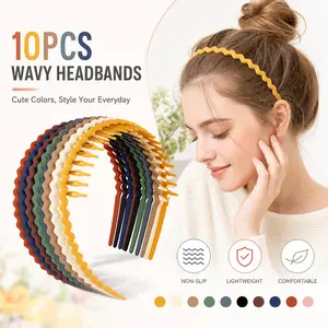 10 Pack Plastic Hair Bands with Teeth – Thin Comb Headbands for Women Girls Teens, Non-Slip Tooth Hairband – Perfect for Yoga, Makeup, Daily Wear