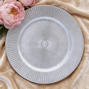 JIT Silver Charger Plates, Elegant Tableware Decor, Round Plastic Reef Plate Chargers for Dinner Plates, Wedding, Party Elegant Decoration Place mats Non-food cobtact Set of 10