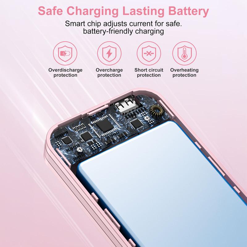 Diamuar Ultra-Thin 12,000mAh Power Bank with Built-in AC Plug & Cable, USB-C PD20W Fast Charging, LED Digital Display, Portable Charger for iPhone Androi
