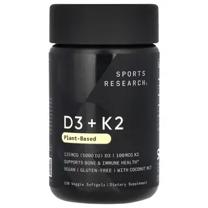 Sports Research D3 + K2, Plant-Based, 120 Veggie Softgels