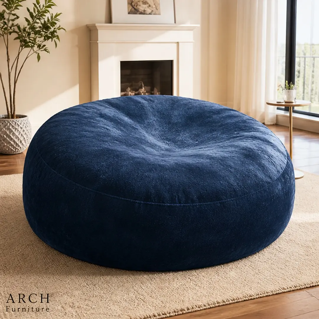 6FT Bean Bag Chair Memory Foam Filling Adult Teen Soft Round Flannel Sofa with Removable Cover for Living Room Bedroom Dorm, Multiple Color Options, 59x59x24 Inches, Flannelette Material, Foldable Space-Saving Design, Product Weight: 39.60 lb