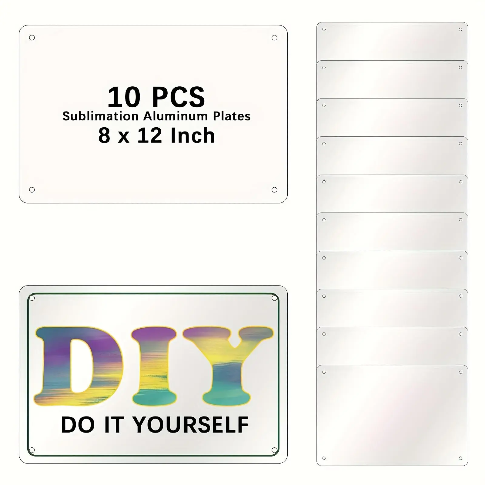 Sublimation Metal Sign Blank, 10pcs/set Heat Transfer Blank Metal Sign, DIY Sublimation Photo Blanks, Photo Plaque, Home Decor Supplies
