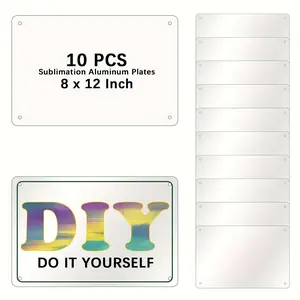 Sublimation Metal Sign Blank, 10pcs/set Heat Transfer Blank Metal Sign, DIY Sublimation Photo Blanks, Photo Plaque, Home Decor Supplies
