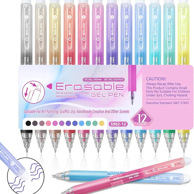 12/24/36 Pack Lavish Erasable Gel Pens, Retractable Fine Point Clicker Pens in Assorted Colors, Smooth Writing and Easy to Use for Students, Teachers and Artists, Drawing Writing Planner and Crossword Puzzles,magical pen,gift,Colorful Crafts